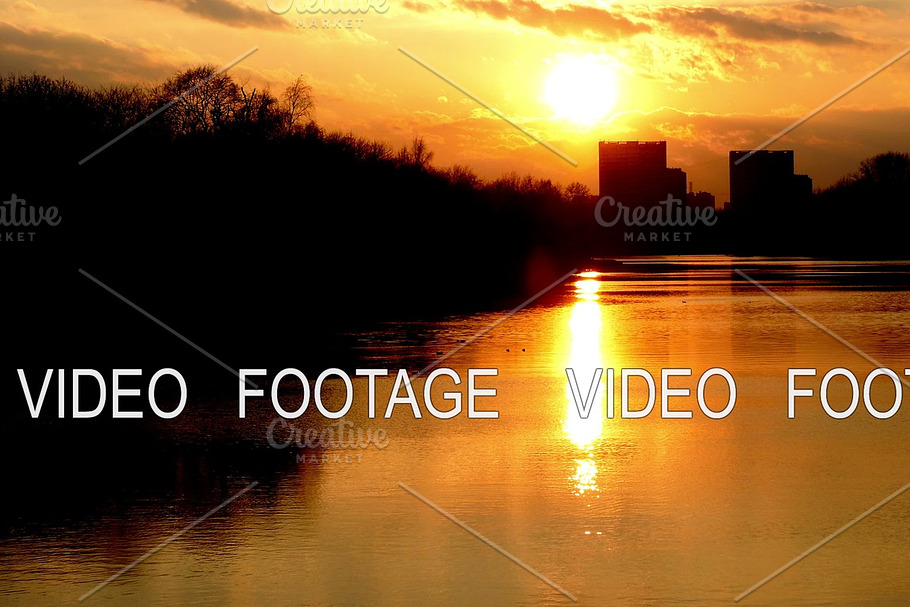 Sunset over the lake in the city in Graphics - product preview 8