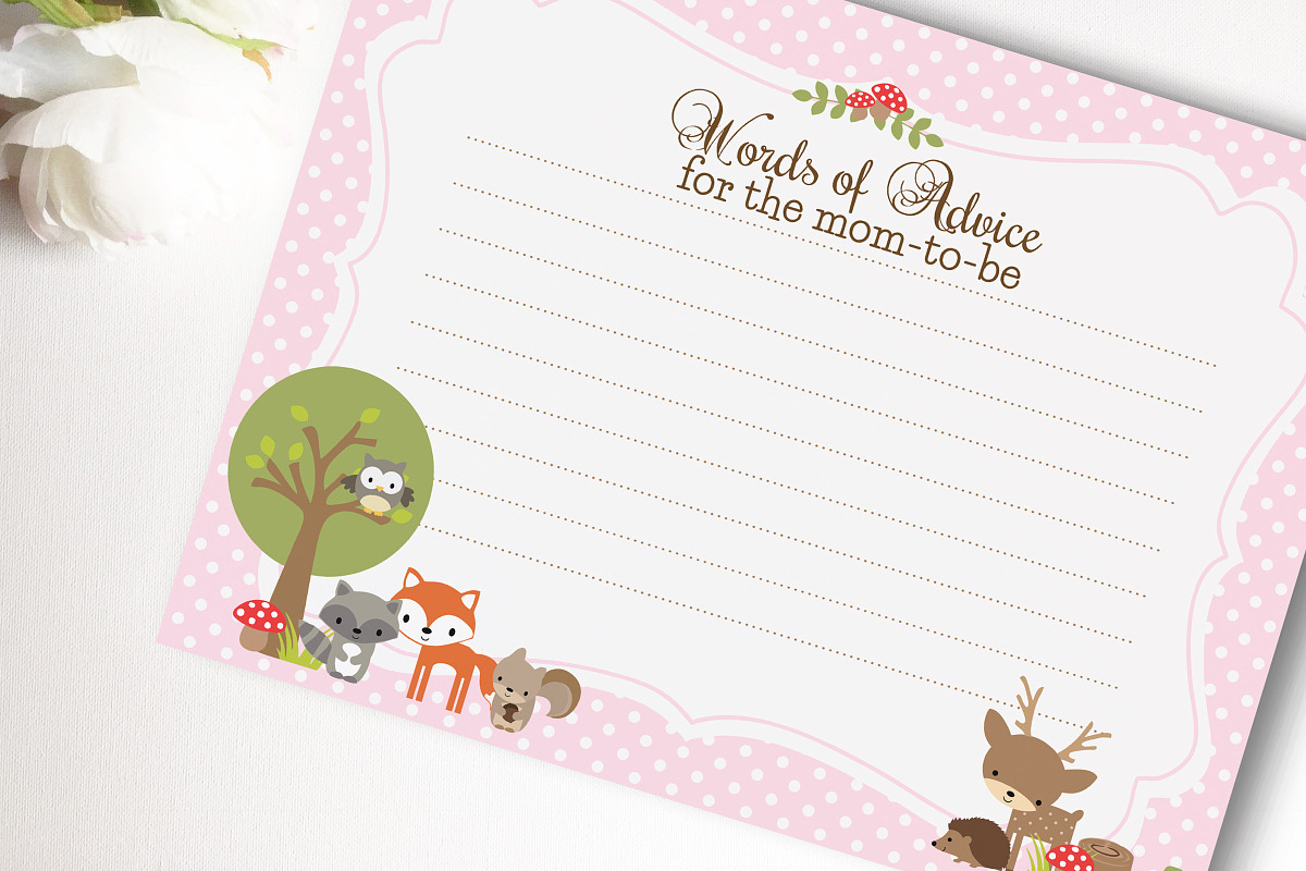 Woodland pink advice card in Templates - product preview 8
