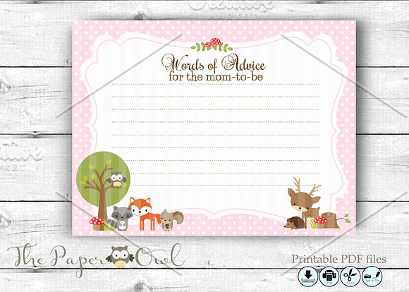 Woodland pink advice card in Templates - product preview 1