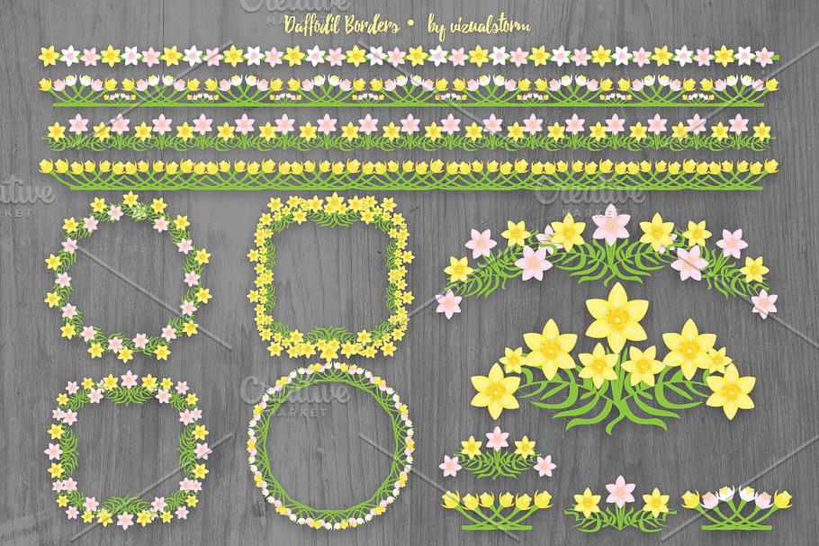 Daffodil Borders and Frames in Illustrations - product preview 8