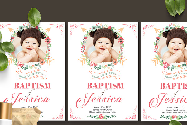Florist Baptism Card Template