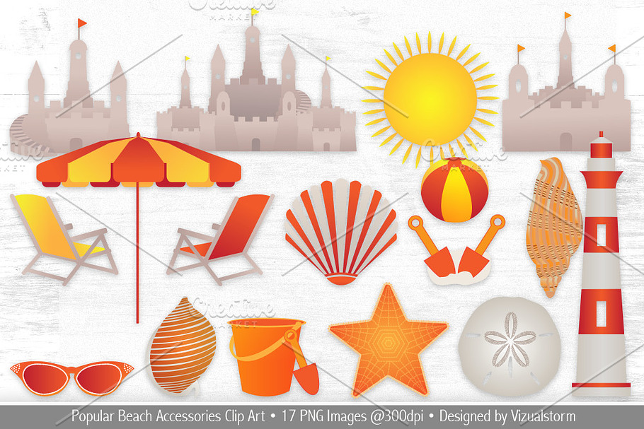 Summer Beach Illustrations in Illustrations - product preview 8