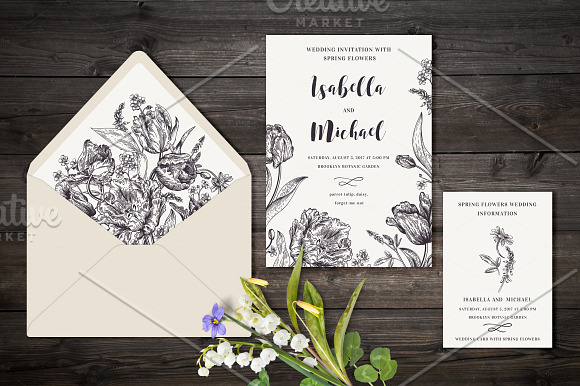 Spring flowers. Wedding set. in Graphics - product preview 3