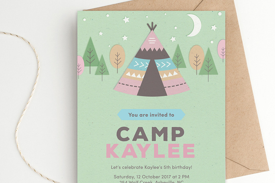 Birthday Party Invite - Camping