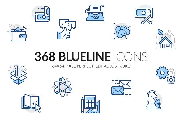 Blueline icons set in Money Icons - product preview 1
