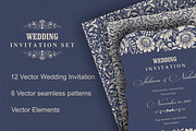 Wedding Set. Pattern and Invitation.