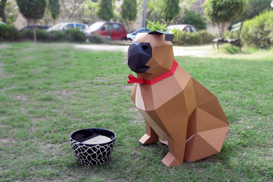 DIY Paper Pug - 3d papercrafts in Templates - product preview 8