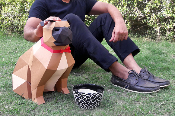 DIY Paper Pug - 3d papercrafts in Templates - product preview 1