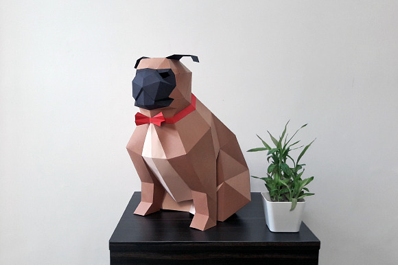 DIY Paper Pug - 3d papercrafts in Templates - product preview 2