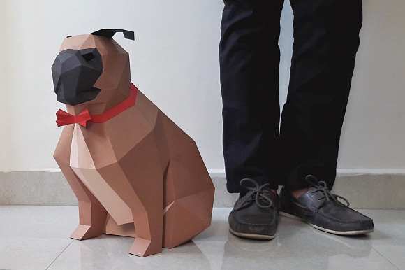 DIY Paper Pug - 3d papercrafts in Templates - product preview 3