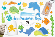 Sea Creatures Boys illustration pack