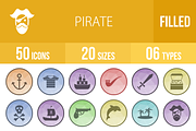 50 Pirate Filled Low Poly B/G Icons