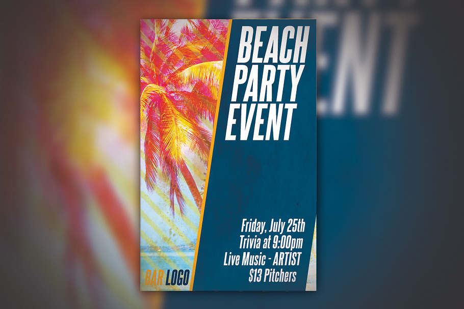 Beach Party Event Poster in Flyer Templates - product preview 8