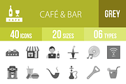 40 Cafe & Bar Greyscale Icons