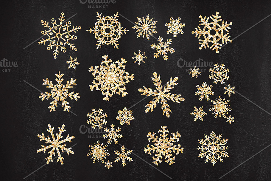 Snowflakes - gold christmas clipart