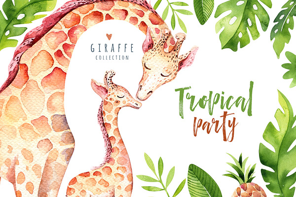 Giraffe collection. Tropical party