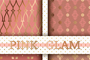Set of 4 seamless Pink&Gold patterns
