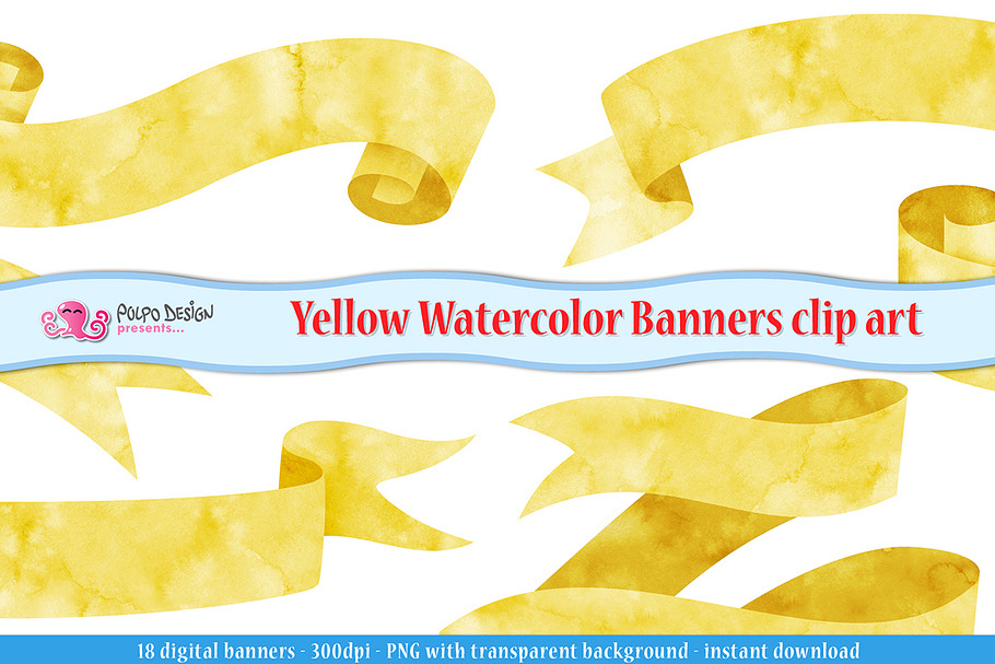 Yellow Watercolor Banner clipart