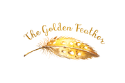 Gold Feather Logo Tribal Boho