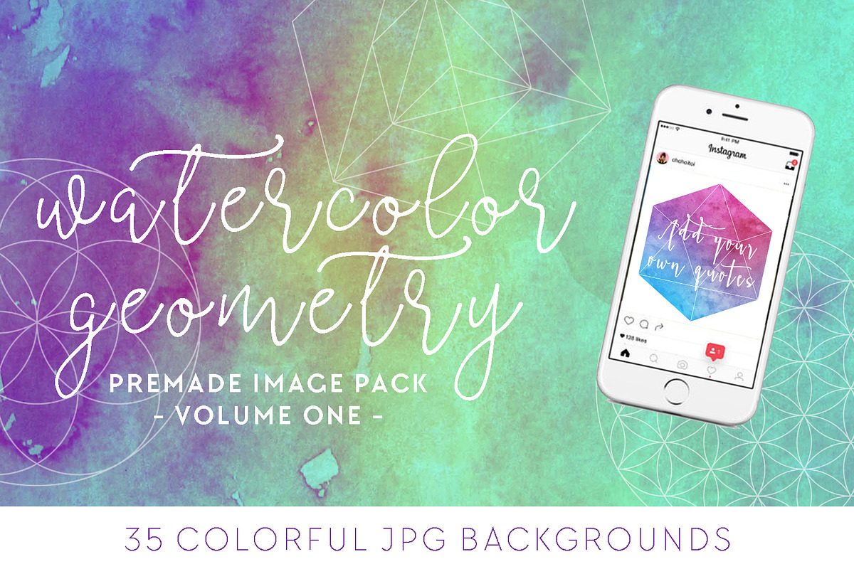Watercolor + Geometry Image Pack [1] in Social Media Templates - product preview 8