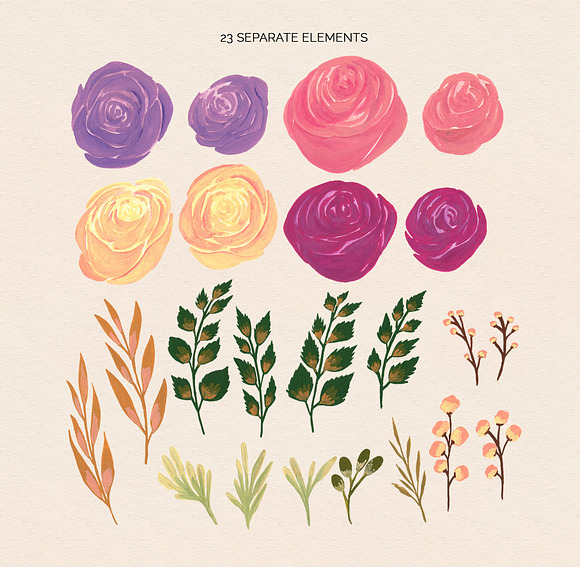 Puspita Gouache Flowers Design Set in Illustrations - product preview 4