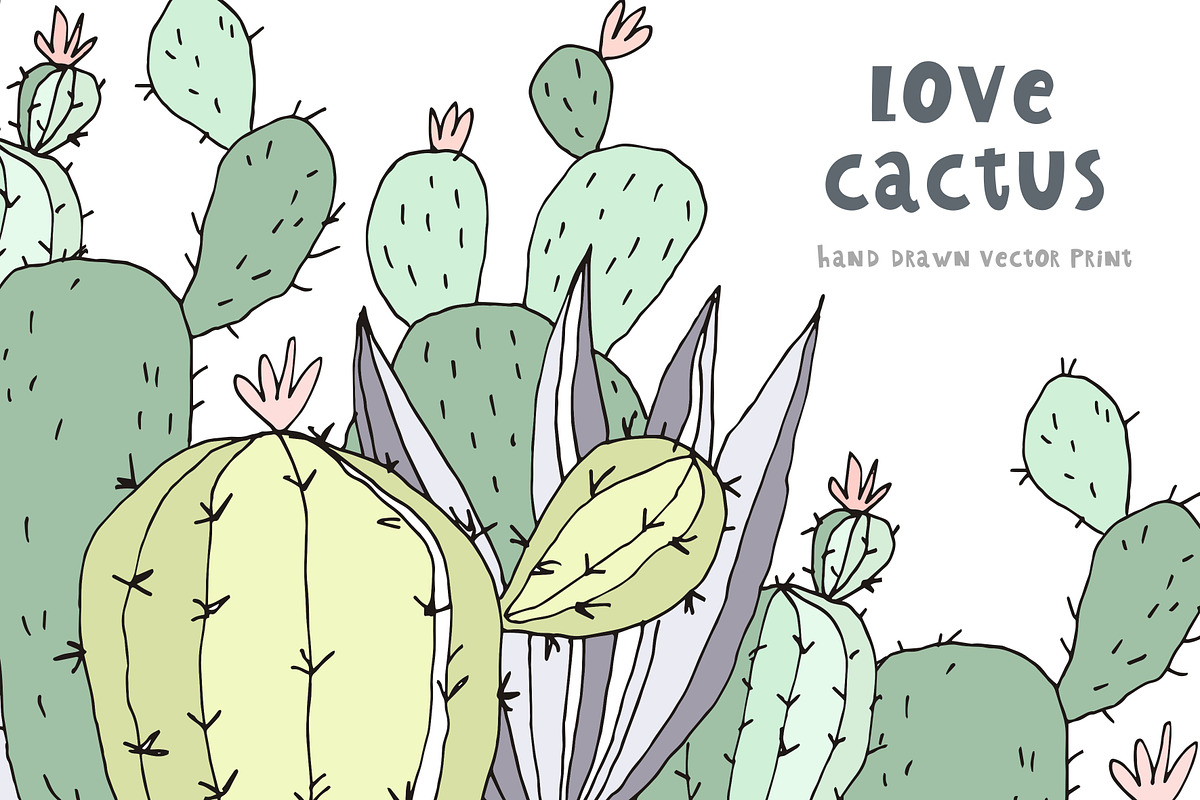 Hand Drawn Print with cactus in Illustrations - product preview 8