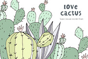 Hand Drawn Print with cactus