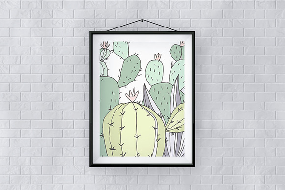 Hand Drawn Print with cactus in Illustrations - product preview 3