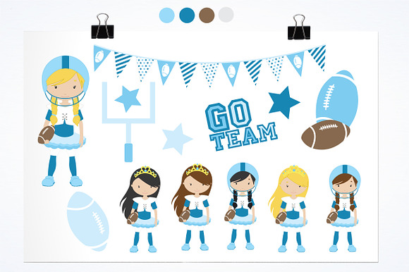 Touchdown Girls illustration pack in Illustrations - product preview 1