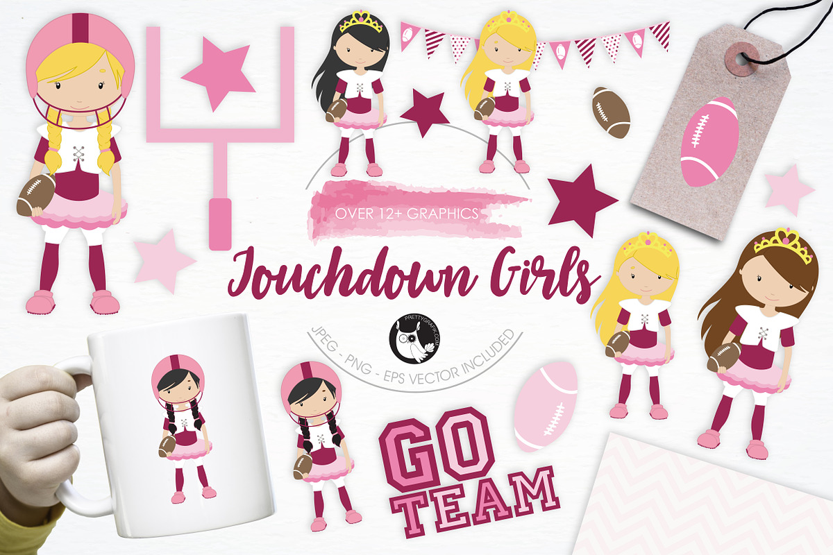 Touchdown Girls illustration pack in Illustrations - product preview 8