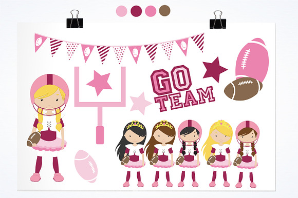 Touchdown Girls illustration pack in Illustrations - product preview 1