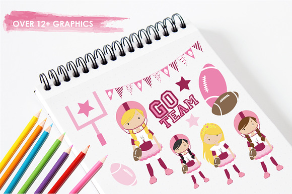 Touchdown Girls illustration pack in Illustrations - product preview 2