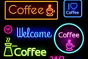 Glowing coffee neon signs