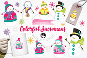 Colorful Snowmans illustration pack