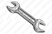 Woodcut Style Spanner