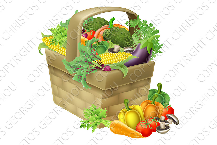 Vegetable Basket in Illustrations - product preview 8
