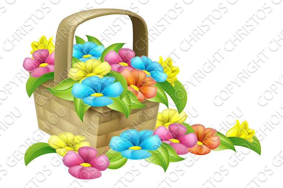 Basket of Flowers Design in Illustrations - product preview 8