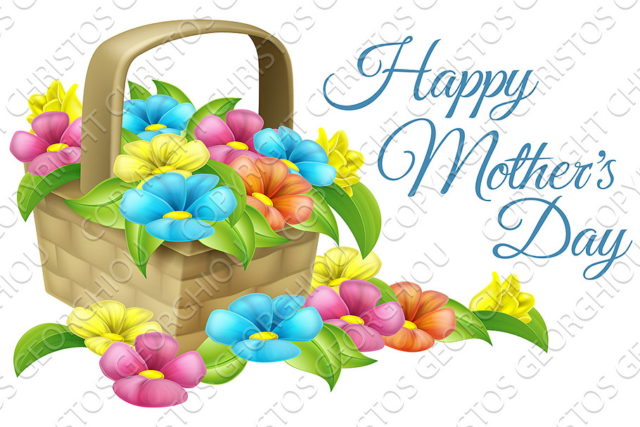 Happy Mothers Day Flower Basket in Illustrations - product preview 8