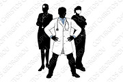Doctors and Nurses Medical Team Silhouettes