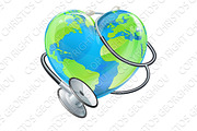 Earth Heart World Health Day Stethoscope Globe Concept