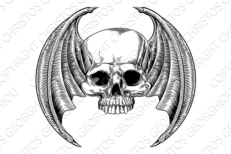Evil Winged Skull