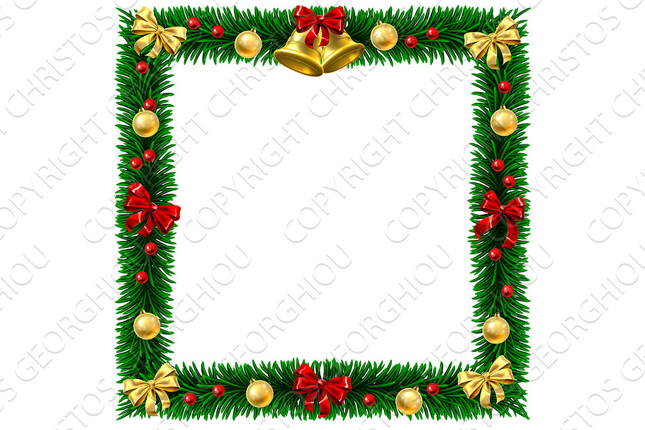 Christmas Wreath Border Frame in Textures - product preview 8