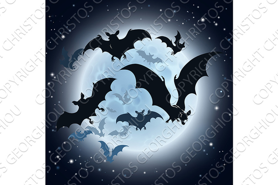 Bats and Full Moon Halloween Background in Textures - product preview 8