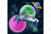 Alien UFO Flying Saucer in Space