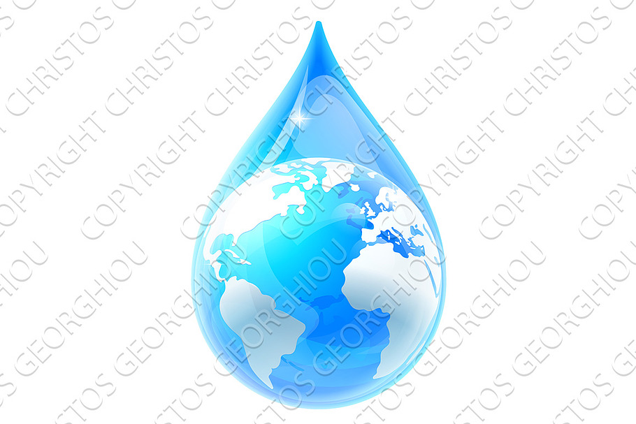 Water Drop Droplet World Earth Globe in Illustrations - product preview 8
