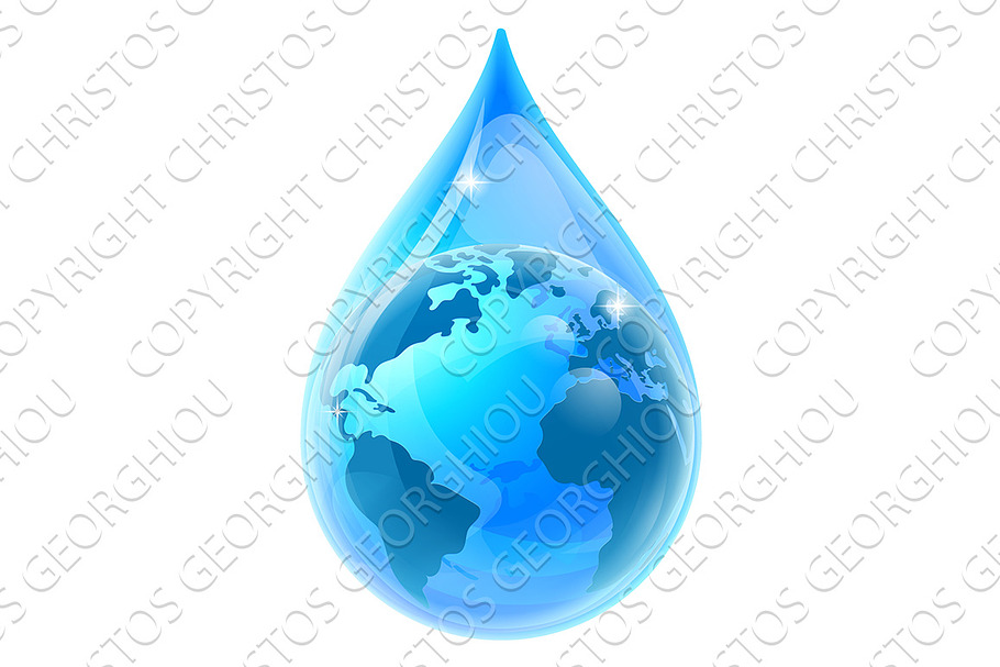 World Earth Globe Water Drop Droplet in Illustrations - product preview 8