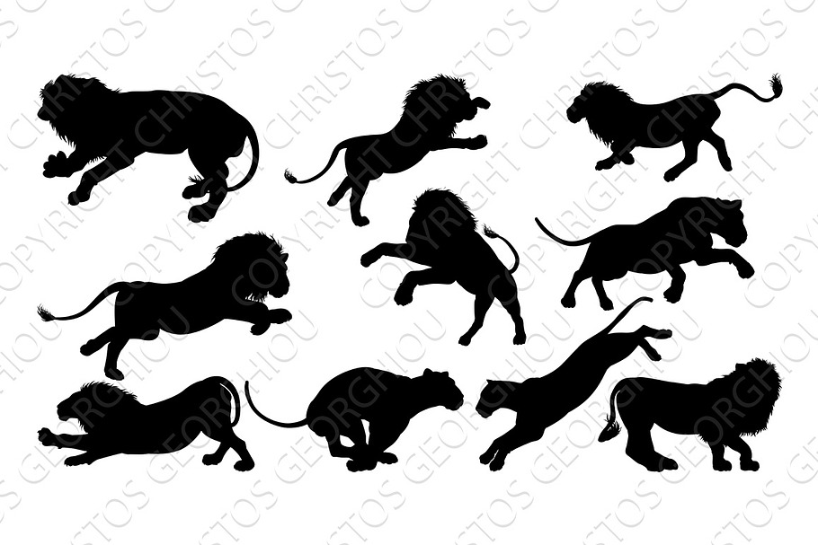 Lion Silhouettes in Illustrations - product preview 8