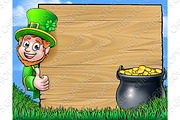 Cartoon Leprechaun St Patricks Day Background Sign