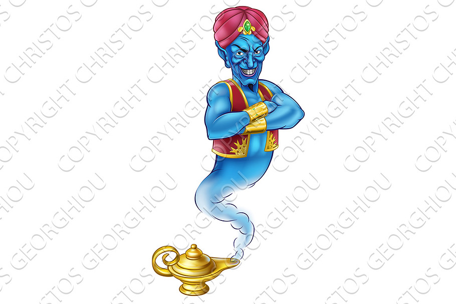 Cartoon Evil Aladdin Genie