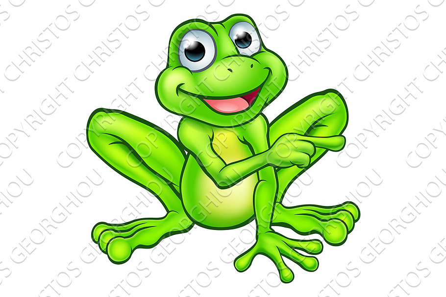 Cartoon Frog Pointing